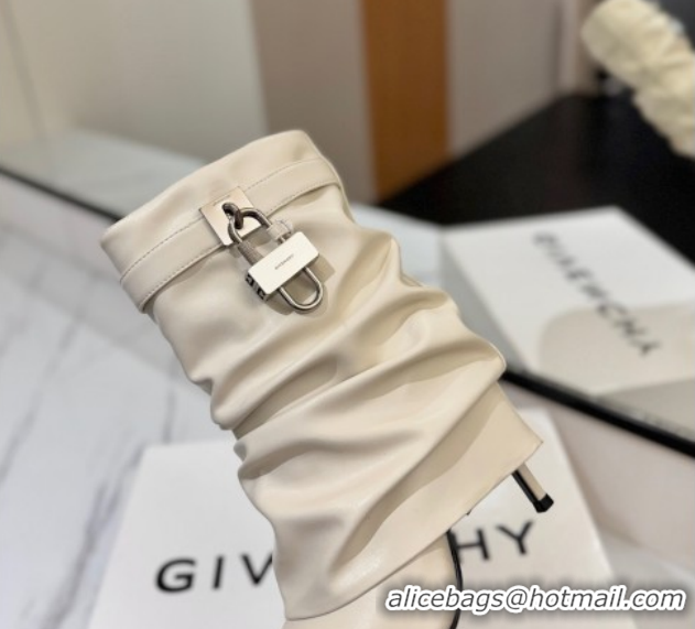 Good Looking Givenchy Shark Lock Heel Ankle Boots 10.5cm in Calfskin Leather Pale Beige 1210031 2026