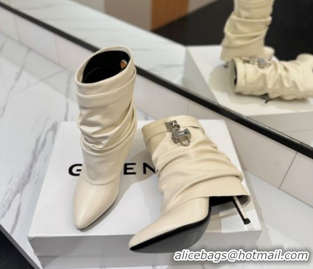 Good Looking Givenchy Shark Lock Heel Ankle Boots 10.5cm in Calfskin Leather Pale Beige 1210031 2026