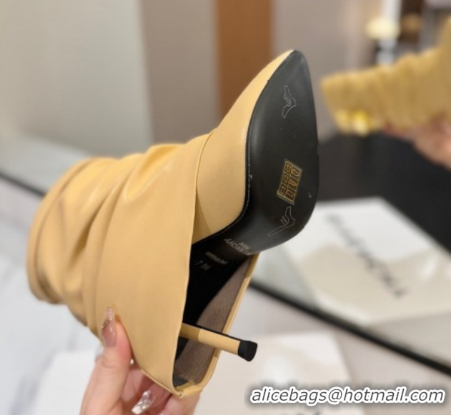 Luxury Cheap Givenchy Shark Lock Heel Ankle Boots 10.5cm in Calfskin Leather Yellow 1210032 2026