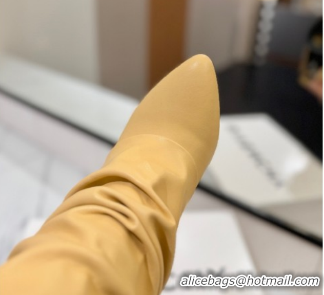 Luxury Cheap Givenchy Shark Lock Heel Ankle Boots 10.5cm in Calfskin Leather Yellow 1210032 2026