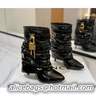 Luxury Givenchy Shark Lock Heel Ankle Boots 10.5cm in Patent Leather Black 1210033 2026