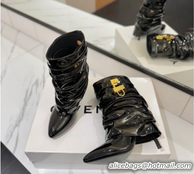 Luxury Givenchy Shark Lock Heel Ankle Boots 10.5cm in Patent Leather Black 1210033 2026