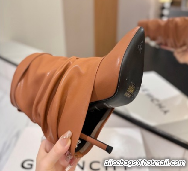 Luxury Discount Givenchy Shark Lock Heel Ankle Boots 10.5cm in Calfskin Leather Brown 1210034 2026