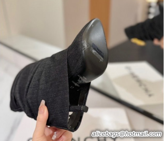 Luxury Givenchy Shark Lock Heel Ankle Boots 10.5cm in Washed Denim Black 1210035 2026