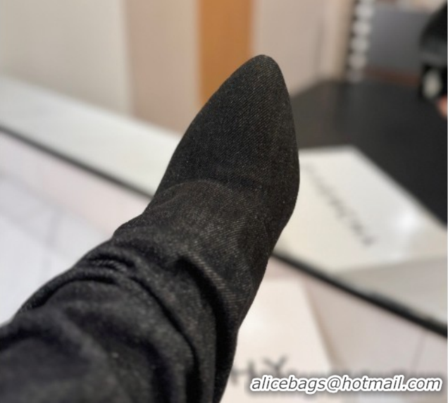 Luxury Givenchy Shark Lock Heel Ankle Boots 10.5cm in Washed Denim Black 1210035 2026