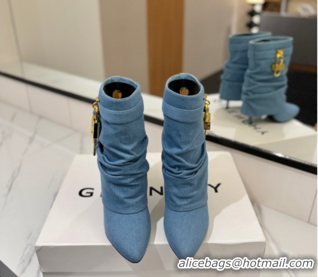 Duplicate Givenchy Shark Lock Heel Ankle Boots 10.5cm in Washed Denim Blue 1210036 2026