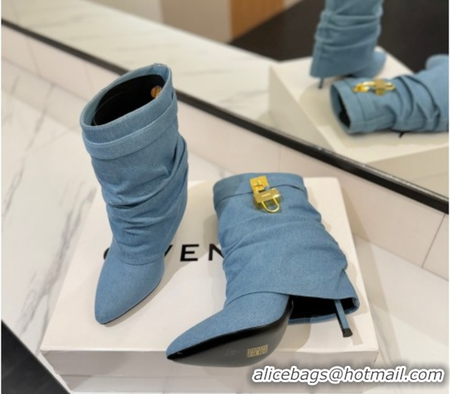 Duplicate Givenchy Shark Lock Heel Ankle Boots 10.5cm in Washed Denim Blue 1210036 2026