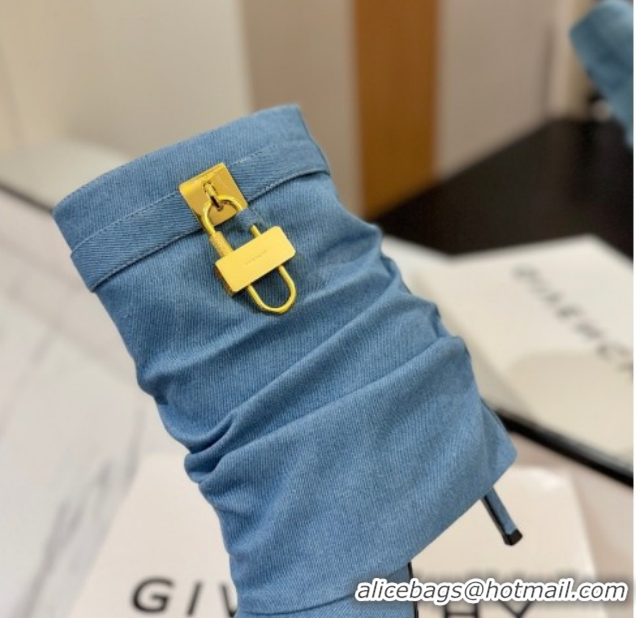 Duplicate Givenchy Shark Lock Heel Ankle Boots 10.5cm in Washed Denim Blue 1210036 2026