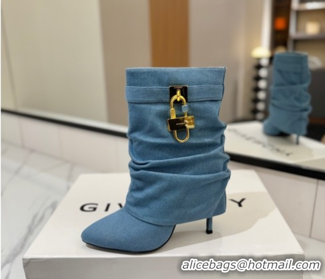 Duplicate Givenchy Shark Lock Heel Ankle Boots 10.5cm in Washed Denim Blue 1210036 2026