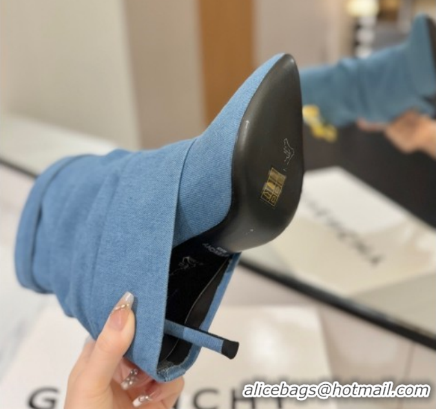 Duplicate Givenchy Shark Lock Heel Ankle Boots 10.5cm in Washed Denim Blue 1210036 2026
