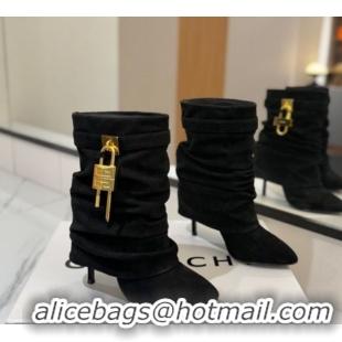 Sophisticated Givenchy Shark Lock Heel Ankle Boots 10.5cm in Suede Black 1210038 2026