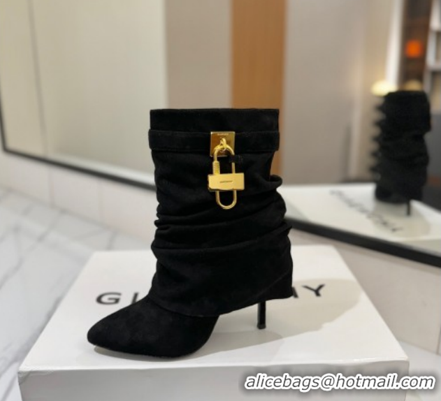 Sophisticated Givenchy Shark Lock Heel Ankle Boots 10.5cm in Suede Black 1210038 2026