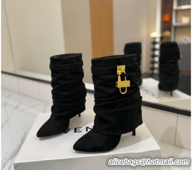 Sophisticated Givenchy Shark Lock Heel Ankle Boots 10.5cm in Suede Black 1210038 2026