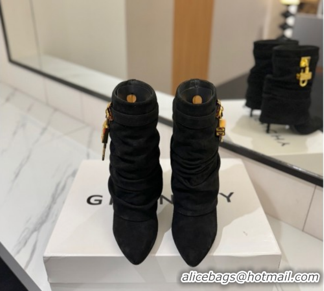 Sophisticated Givenchy Shark Lock Heel Ankle Boots 10.5cm in Suede Black 1210038 2026