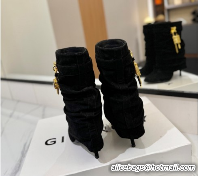 Sophisticated Givenchy Shark Lock Heel Ankle Boots 10.5cm in Suede Black 1210038 2026