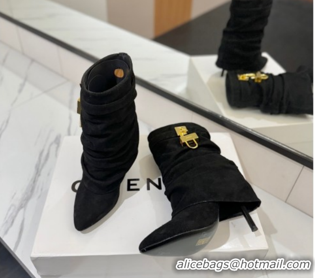 Sophisticated Givenchy Shark Lock Heel Ankle Boots 10.5cm in Suede Black 1210038 2026