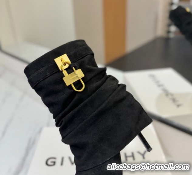 Sophisticated Givenchy Shark Lock Heel Ankle Boots 10.5cm in Suede Black 1210038 2026