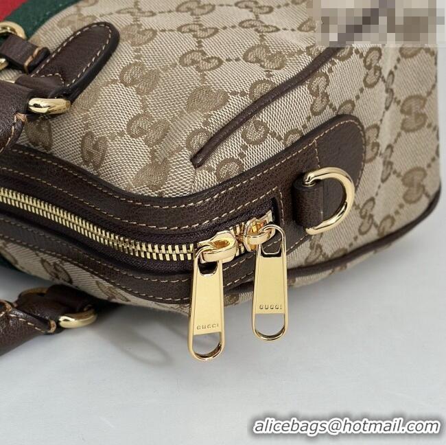 Pretty Style Gucci Borsetto Medium Boston Bag in Sand & Dark Brown GG Canvas 866732 2026