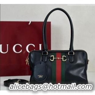 Luxury Discount Gucci Borsetto Medium Boston Bag in Black Soft Leather 866732 2026