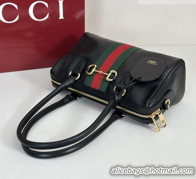 Luxury Discount Gucci Borsetto Medium Boston Bag in Black Soft Leather 866732 2026