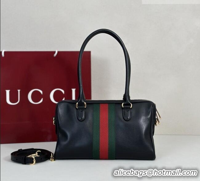 Luxury Discount Gucci Borsetto Medium Boston Bag in Black Soft Leather 866732 2026