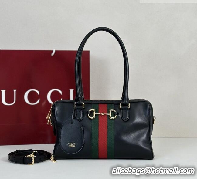 Luxury Discount Gucci Borsetto Medium Boston Bag in Black Soft Leather 866732 2026