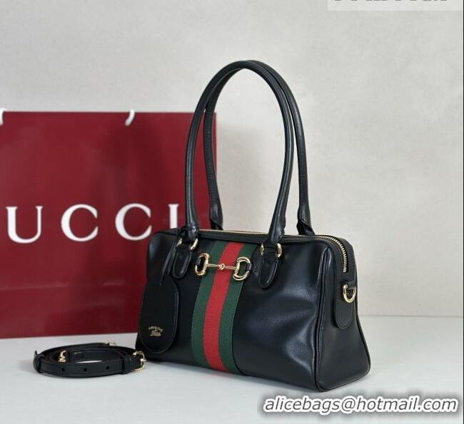 Luxury Discount Gucci Borsetto Medium Boston Bag in Black Soft Leather 866732 2026