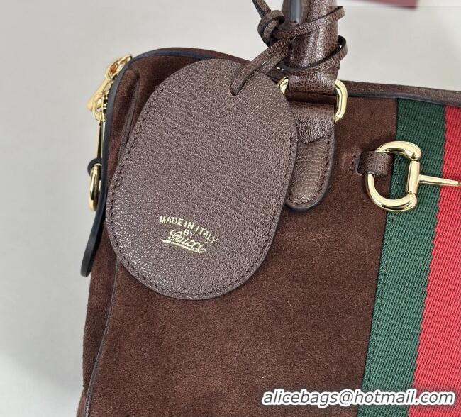 Luxury Cheap Gucci Borsetto Medium Boston Bag in Brown Suede 866732 2026