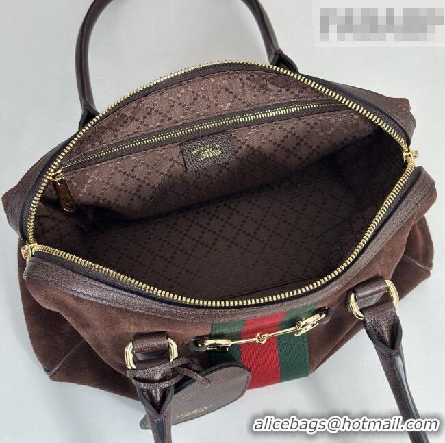 Luxury Cheap Gucci Borsetto Medium Boston Bag in Brown Suede 866732 2026