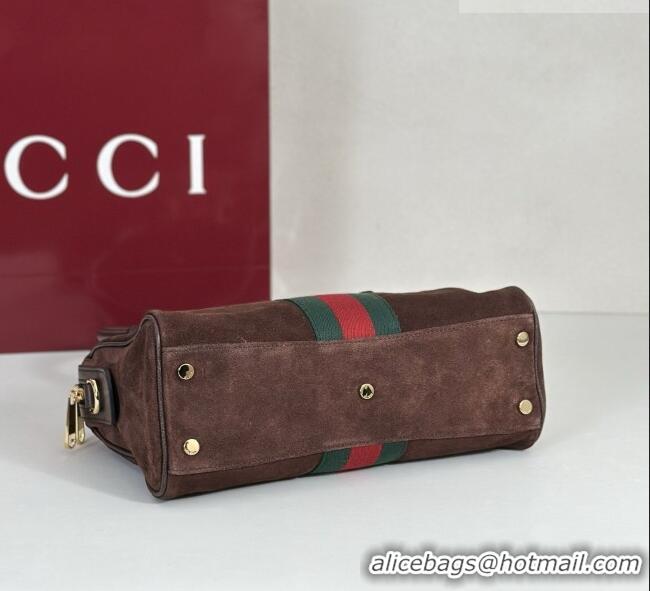 Luxury Cheap Gucci Borsetto Medium Boston Bag in Brown Suede 866732 2026