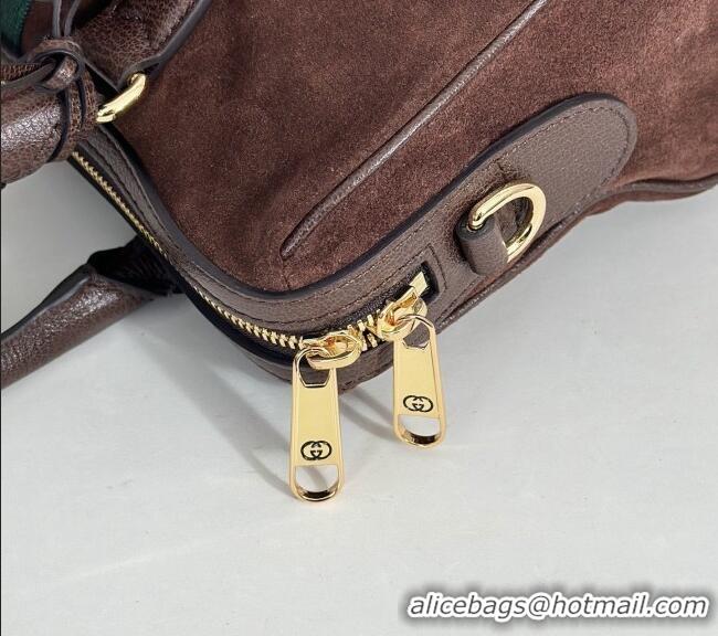 Luxury Cheap Gucci Borsetto Medium Boston Bag in Brown Suede 866732 2026