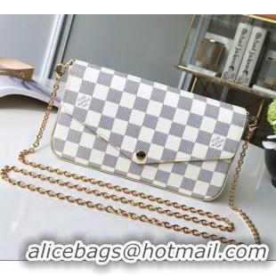 Good Taste Louis Vuitton Pochette Félicie Bag in Damier Azur Canvas N63106 White 2026