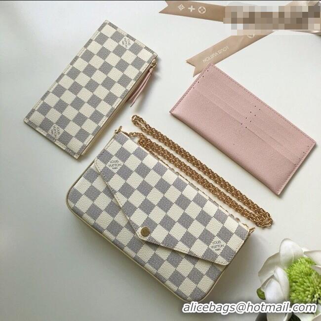 Good Taste Louis Vuitton Pochette Félicie Bag in Damier Azur Canvas N63106 White 2026