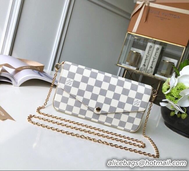 Good Taste Louis Vuitton Pochette Félicie Bag in Damier Azur Canvas N63106 White 2026