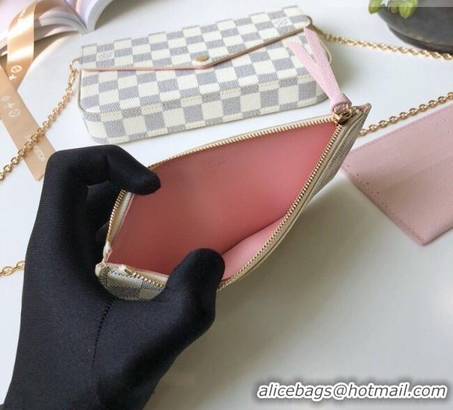 Good Taste Louis Vuitton Pochette Félicie Bag in Damier Azur Canvas N63106 White 2026