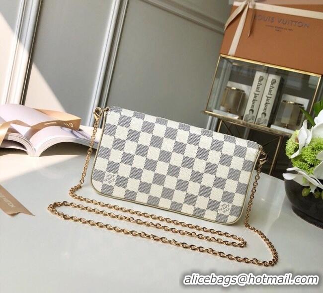 Good Taste Louis Vuitton Pochette Félicie Bag in Damier Azur Canvas N63106 White 2026