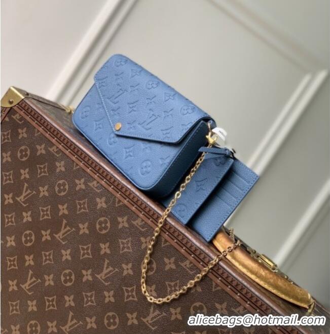 Super Quality Louis Vuitton Pochette Félicie Mini Bag in Monogram Empreinte Leather M82477 Blue 2026