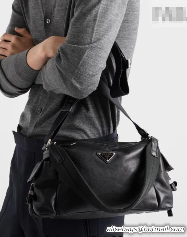 Shop Discount Prada Explore Leather Shoulder bag 2VH206 Black 2026