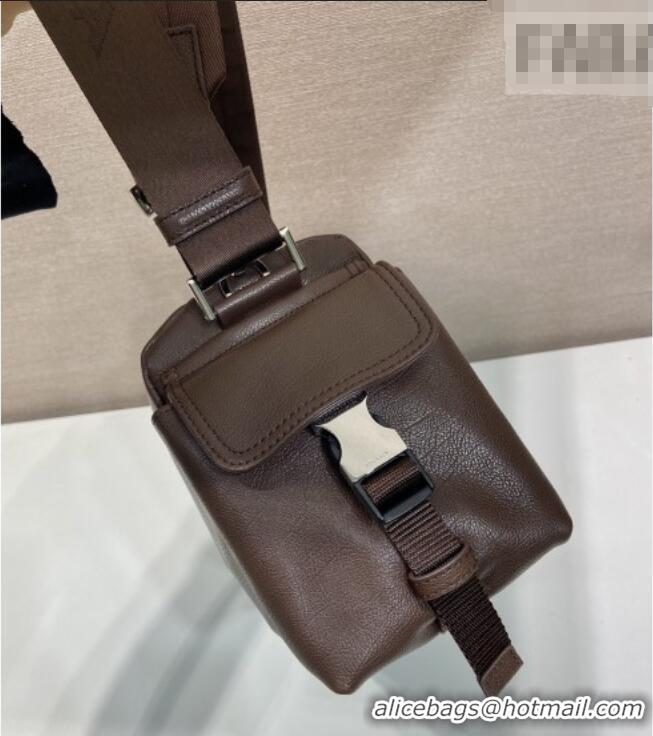 Original Cheap Prada Explore Leather Shoulder bag 2VH206 Coffee Brown 2026