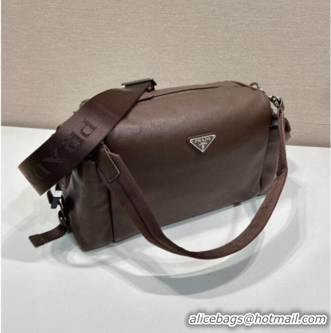 Original Cheap Prada Explore Leather Shoulder bag 2VH206 Coffee Brown 2026