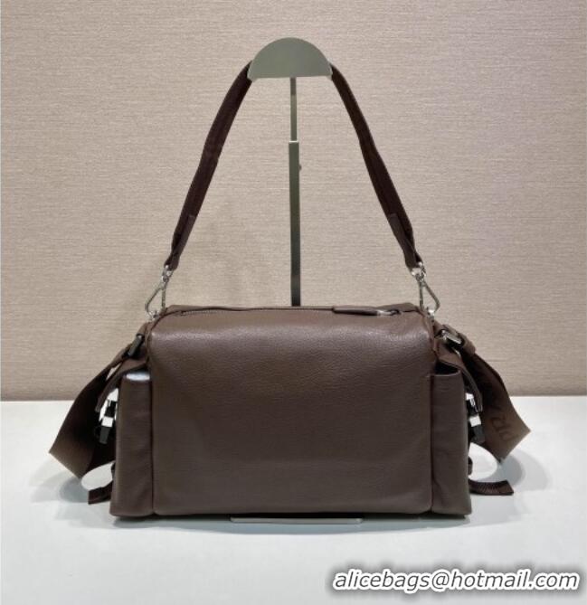 Original Cheap Prada Explore Leather Shoulder bag 2VH206 Coffee Brown 2026