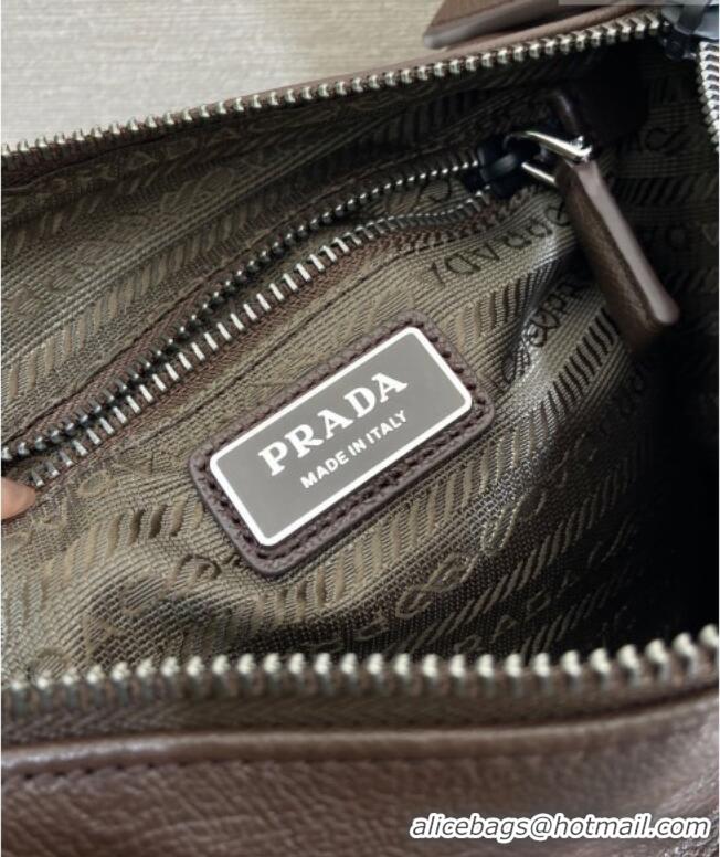 Original Cheap Prada Explore Leather Shoulder bag 2VH206 Coffee Brown 2026