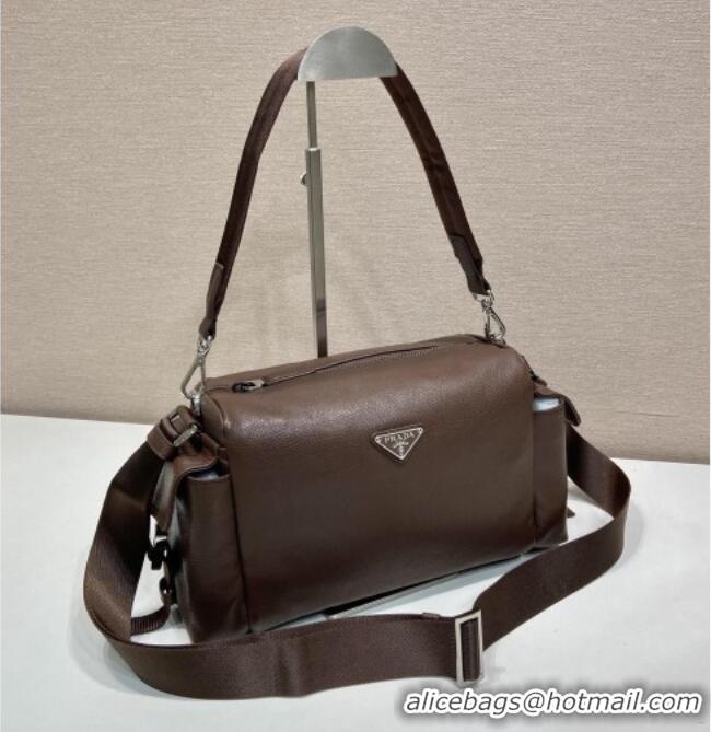 Original Cheap Prada Explore Leather Shoulder bag 2VH206 Coffee Brown 2026