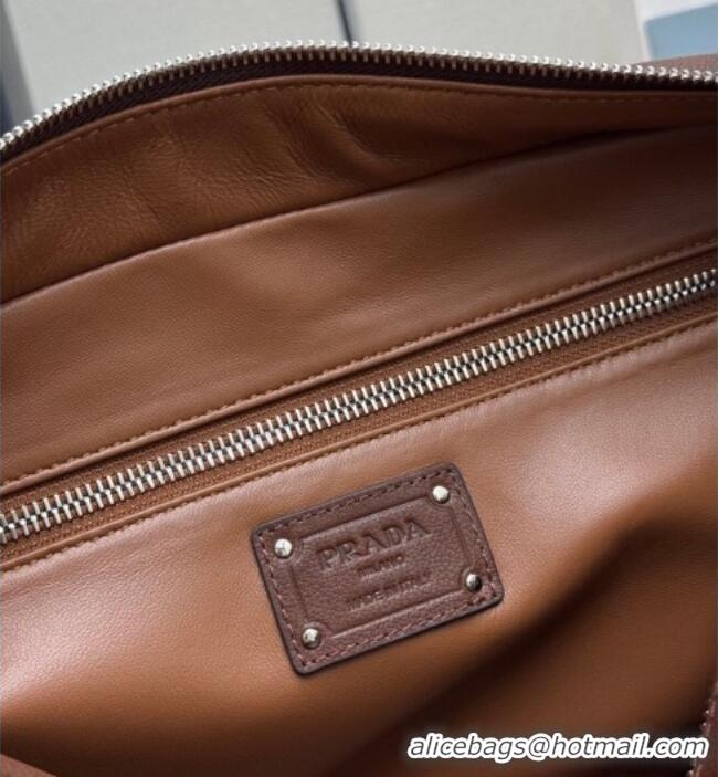 Top Quality Prada Large washed leather top-handle bag 1BB156 Cocoa Brown 2026