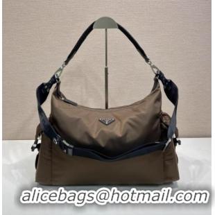 Cheapest Prada Men's Explore Re-Nylon and leather bag 2VH204 Sienna Brown 2026