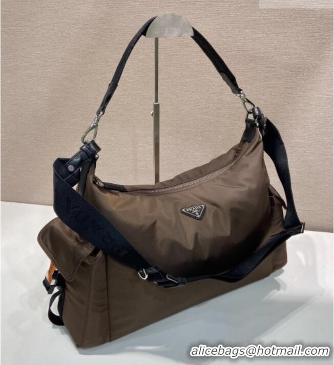 Cheapest Prada Men's Explore Re-Nylon and leather bag 2VH204 Sienna Brown 2026