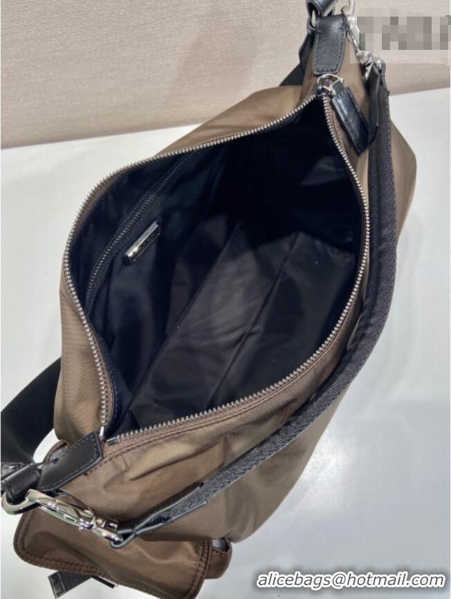 Cheapest Prada Men's Explore Re-Nylon and leather bag 2VH204 Sienna Brown 2026