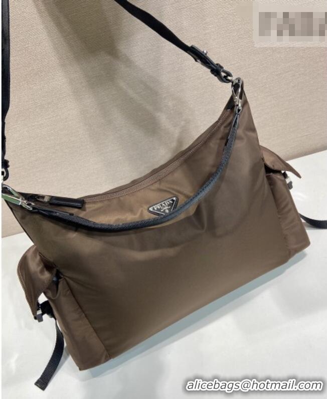 Cheapest Prada Men's Explore Re-Nylon and leather bag 2VH204 Sienna Brown 2026