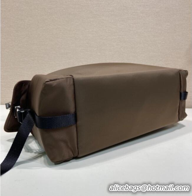 Cheapest Prada Men's Explore Re-Nylon and leather bag 2VH204 Sienna Brown 2026