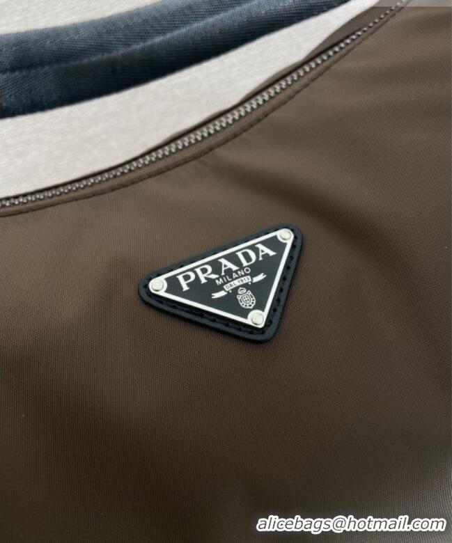 Cheapest Prada Men's Explore Re-Nylon and leather bag 2VH204 Sienna Brown 2026